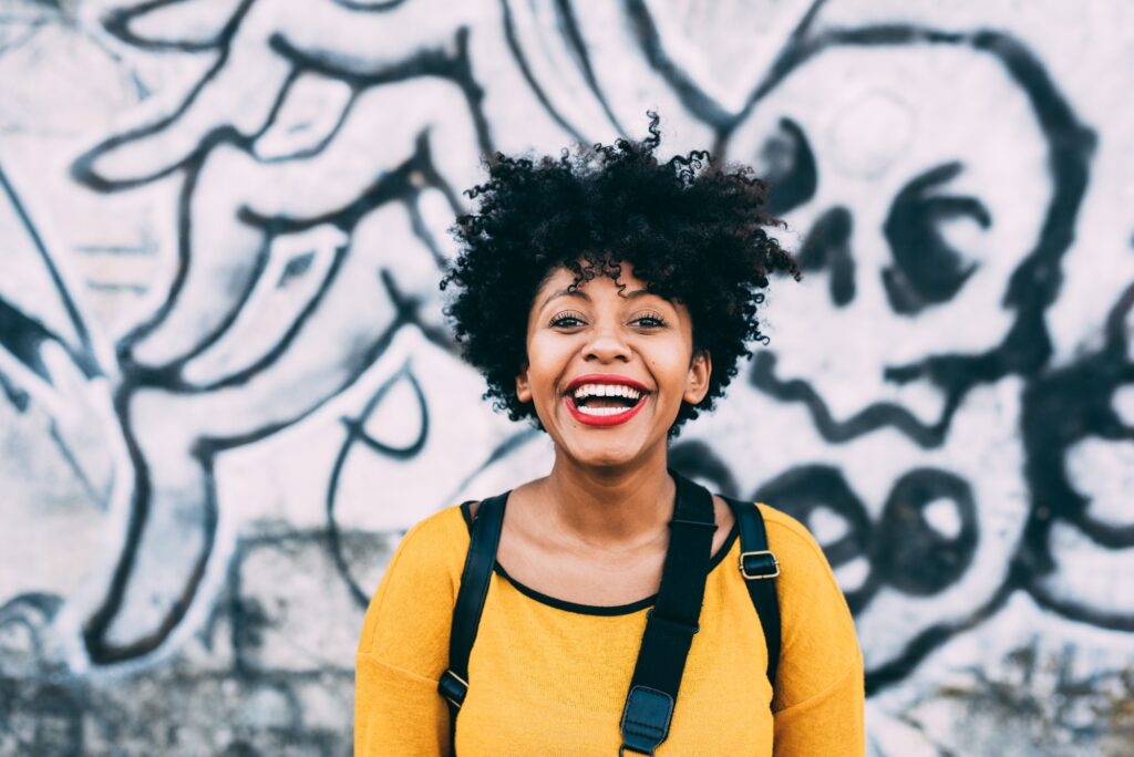 Portrait black woman smiling outdoor